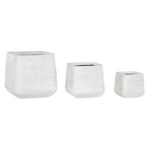 Moderno Set di 3 Vasi Per Fiori Quadrati in Varie Dimensioni Bianco Beliani