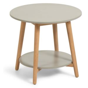 Tavolino rotondo Nina in polycement e legno massello di eucalipto, Ø 50 cm FSC 100%