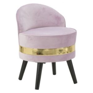 Sedia mini in legno, rivestimento in spugna e velluto, colore rosa con fascia in oro, Misure 45 x 62 x 45 cm