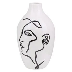 Vaso per fiori bianco con motivo viso decorazione per la casa in ceramica impermeabile Beliani