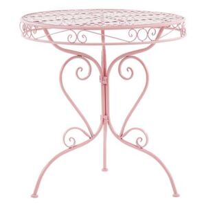 Tavolo da Giardino Rotondo in Metallo Rosa Balcone Terrazza Stile Retró Beliani