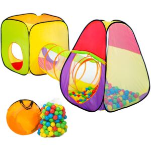 Tectake 401028 tenda gioco per bambini a piramide con tunnel, 200 sfere e borsa - colorato