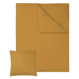 Tectake 401309 set di biancheria da letto 200x135 cm in cotone, 2 pezzi - marrone