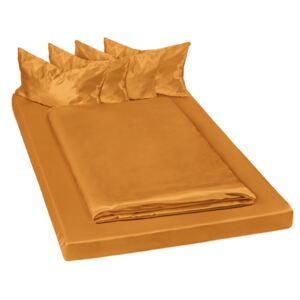 Tectake 401394 biancheria da letto in satin, 200x150 cm, 6 pezzi - marrone
