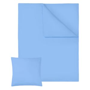 Tectake 401311 set di biancheria da letto 200x135 cm in cotone, 2 pezzi - blu