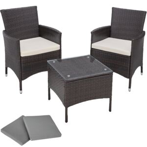 Tectake 401471 set da giardino in rattan e alluminio athen, 2 sedie + tavolo - marrone