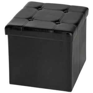 Tectake 401472 cassapanca pouf pieghevole con contenitore, forma quadrata - nero