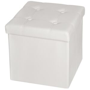 Tectake 401473 cassapanca pouf pieghevole con contenitore, forma quadrata - bianco