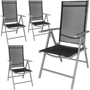 Tectake 401632 4 sedie da giardino in alluminio - nero/argento