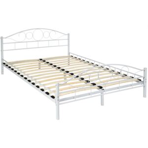 Tectake 401725 letto in metallo per camera da letto „art“ con rete a doghe - bianco, 200 x 140 cm