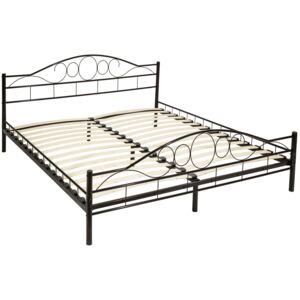 Tectake 401724 letto in metallo per camera da letto „art“ con rete a doghe - nero, 200 x 180 cm