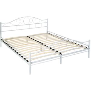 Tectake 401726 letto in metallo per camera da letto „art“ con rete a doghe - bianco, 200 x 180 cm