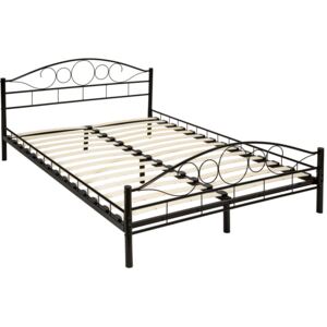 Tectake 401723 letto in metallo per camera da letto „art“ con rete a doghe - nero, 200 x 140 cm