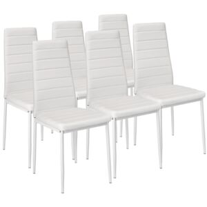 Tectake 401850 6 sedie da sala da pranzo in pelle sintetica - bianco