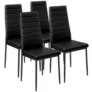 Tectake 401843 4 sedie da sala da pranzo in pelle sintetica - nero