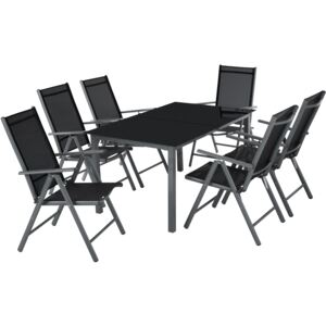 Tectake 402166 set di sedute e tavolo in alluminio 6+1 - grigio scuro
