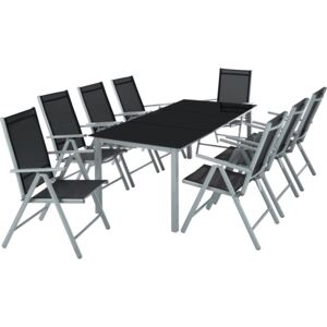 Tectake 402165 set di sedute e tavolo in alluminio 8+1 - grigio chiaro