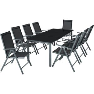 Tectake 402164 set di sedute e tavolo in alluminio 8+1 - grigio scuro