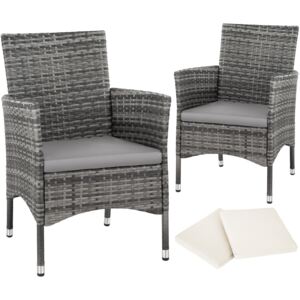 Tectake 403224 2 sedie da giardino in rattan + 4 rivestimenti di ricambio - grigio