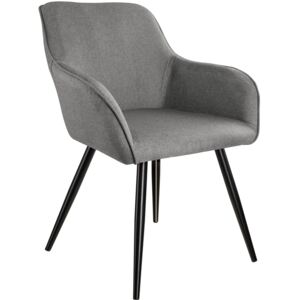 Tectake 403673 sedia marilyn effetto lino nero - grigio chiaro/nero