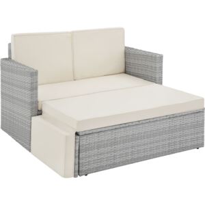 Tectake 403687 divano lounge in rattan corfù, variante 2 - grigio chiaro