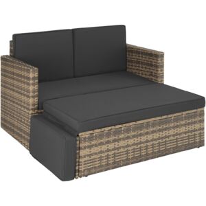 Tectake 403688 divano lounge in rattan corfù, variante 2 - naturale