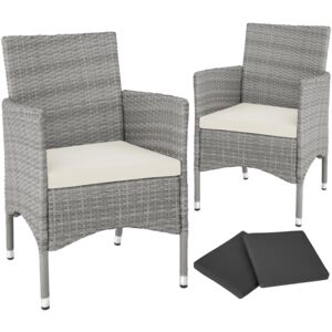 Tectake 403774 2 sedie da giardino in rattan + 4 rivestimenti di ricambio - grigio chiaro