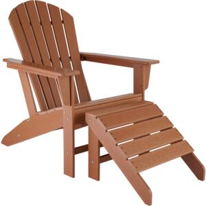 Tectake 403803 sedia da giardino janis con poggiapiedi joplin - marrone