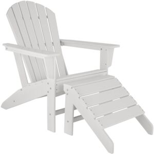 Tectake 403805 sedia da giardino janis con poggiapiedi joplin - bianco