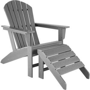 Tectake 403804 sedia da giardino janis con poggiapiedi joplin - grigio
