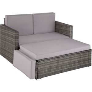 Tectake 403884 divano lounge in rattan corfù, variante 2 - grigio