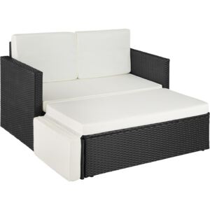 Tectake 403883 divano lounge in rattan corfù, variante 2 - nero