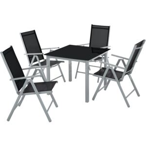 Tectake 403906 set di sedute e tavolo in alluminio 4+1 - grigio/argento
