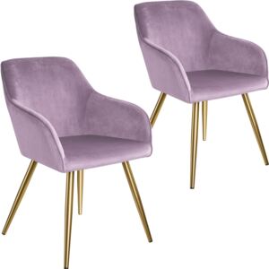 Tectake 404006 2x sedia marilyn effetto velluto oro - rosa/oro