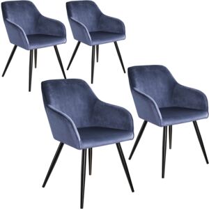 Tectake 404023 4x sedia marilyn effetto velluto - blu/nero