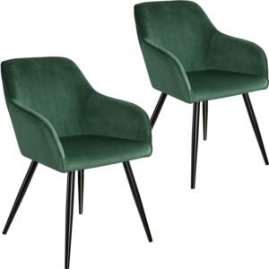 Tectake 404026 2x sedia marilyn effetto velluto - verde scuro/nero