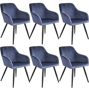Tectake 404024 6x sedia marilyn effetto velluto - blu/nero