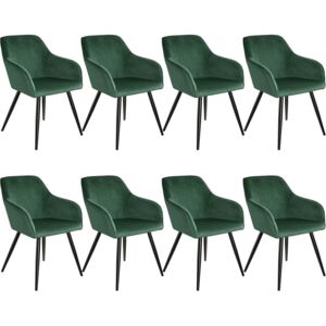Tectake 404029 8x sedia marilyn effetto velluto - verde scuro/nero
