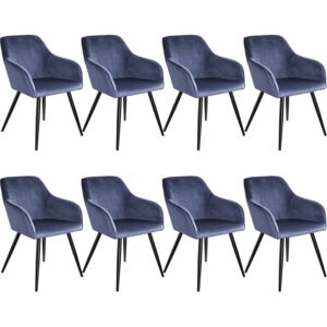 Tectake 404025 8x sedia marilyn effetto velluto - blu/nero