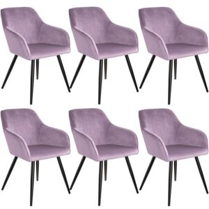 Tectake 404032 6x sedia marilyn effetto velluto - rosa/nero