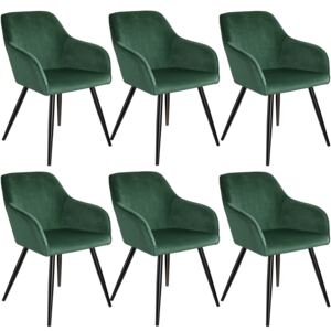 Tectake 404028 6x sedia marilyn effetto velluto - verde scuro/nero