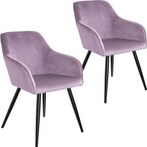 Tectake 404030 2x sedia marilyn effetto velluto - rosa/nero