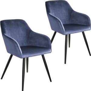 Tectake 404022 2x sedia marilyn effetto velluto - blu/nero