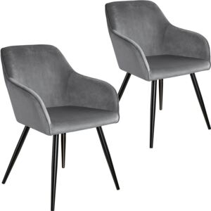 Tectake 404034 2x sedia marilyn effetto velluto - grigio/nero