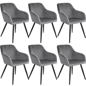 Tectake 404036 6x sedia marilyn effetto velluto - grigio/nero