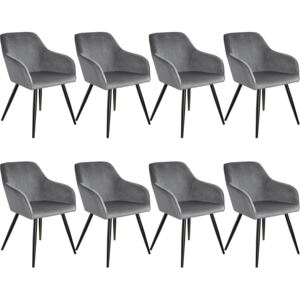 Tectake 404037 8x sedia marilyn effetto velluto - grigio/nero