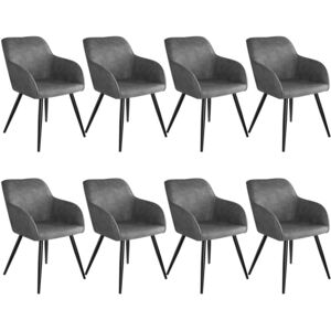 Tectake 404065 8x sedia marilyn tessuto - grigio/nero
