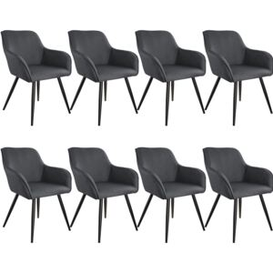 Tectake 404089 8x sedia marilyn effetto lino nero - grigio scuro/nero