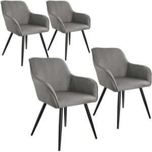 Tectake 404091 4x sedia marilyn effetto lino nero - grigio chiaro/nero