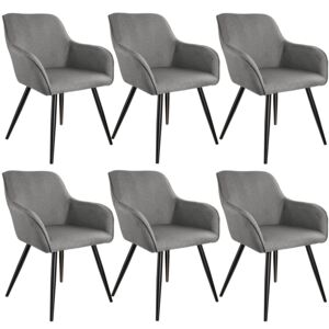 Tectake 404092 6x sedia marilyn effetto lino nero - grigio chiaro/nero